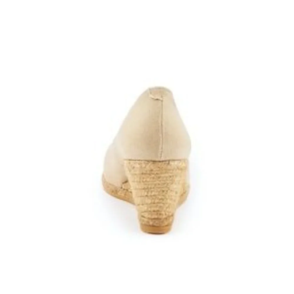 Various Sizes Viscata Roses Espadrille Beige Canvas Wedge Pumps - Picture 3 of 10